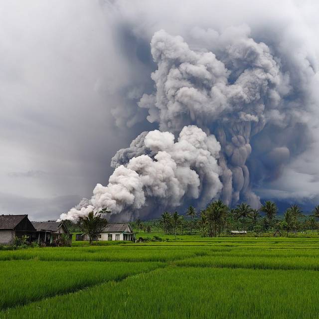 Vulkan Semeru in Indonesien spuckt Aschesäule