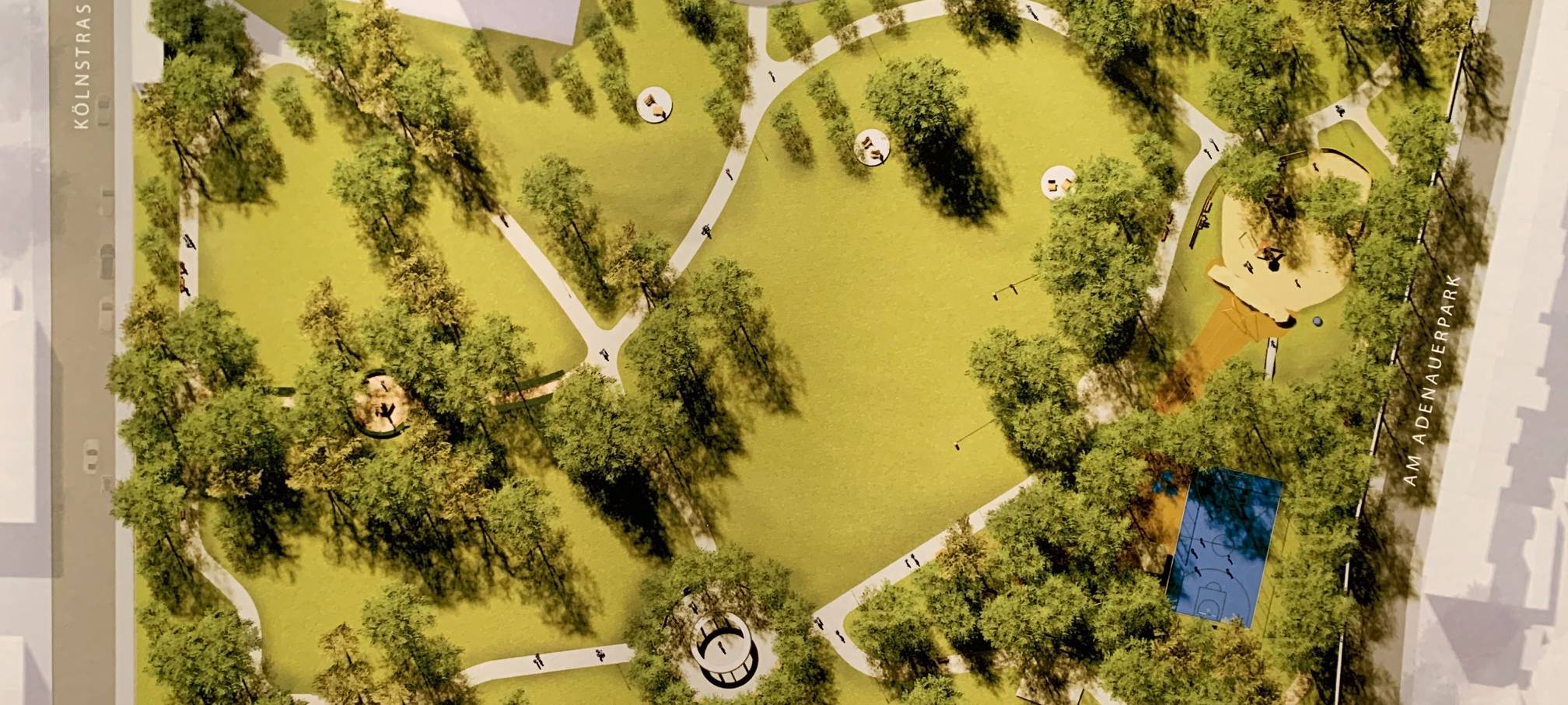 Der neue Adenauerpark aus der Vogelperspektive