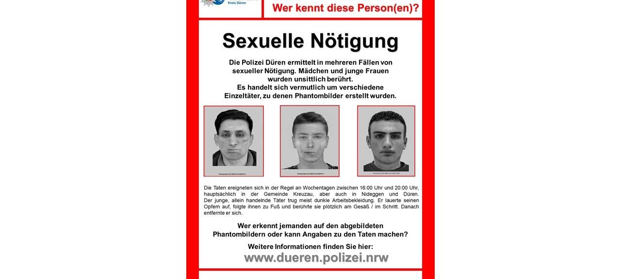 Suche nach bis zu drei Sexualstraftätern