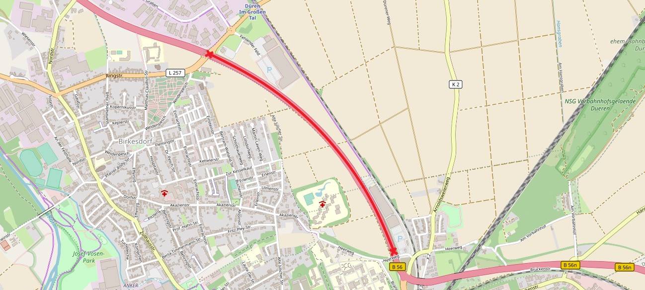 B56 auf knapp 2 Kilometern gesperrt